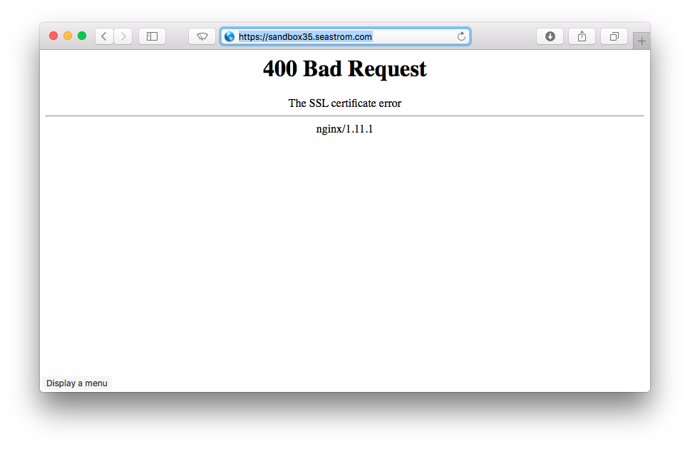 Clicked through, NGiNX is unhappy